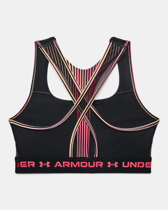 Women's Armour® Mid Crossback 80s Sports Bra, Black, pdpMainDesktop image number 8